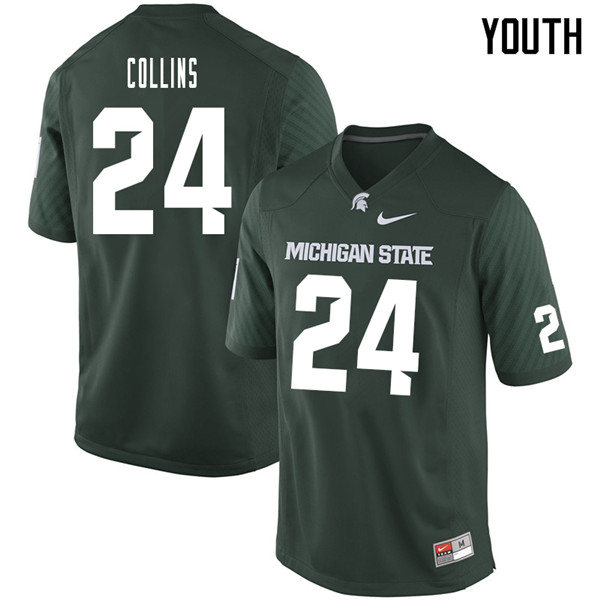 Youth #24 Elijah Collins Michigan State Spartans College Football Jerseys Sale-Green